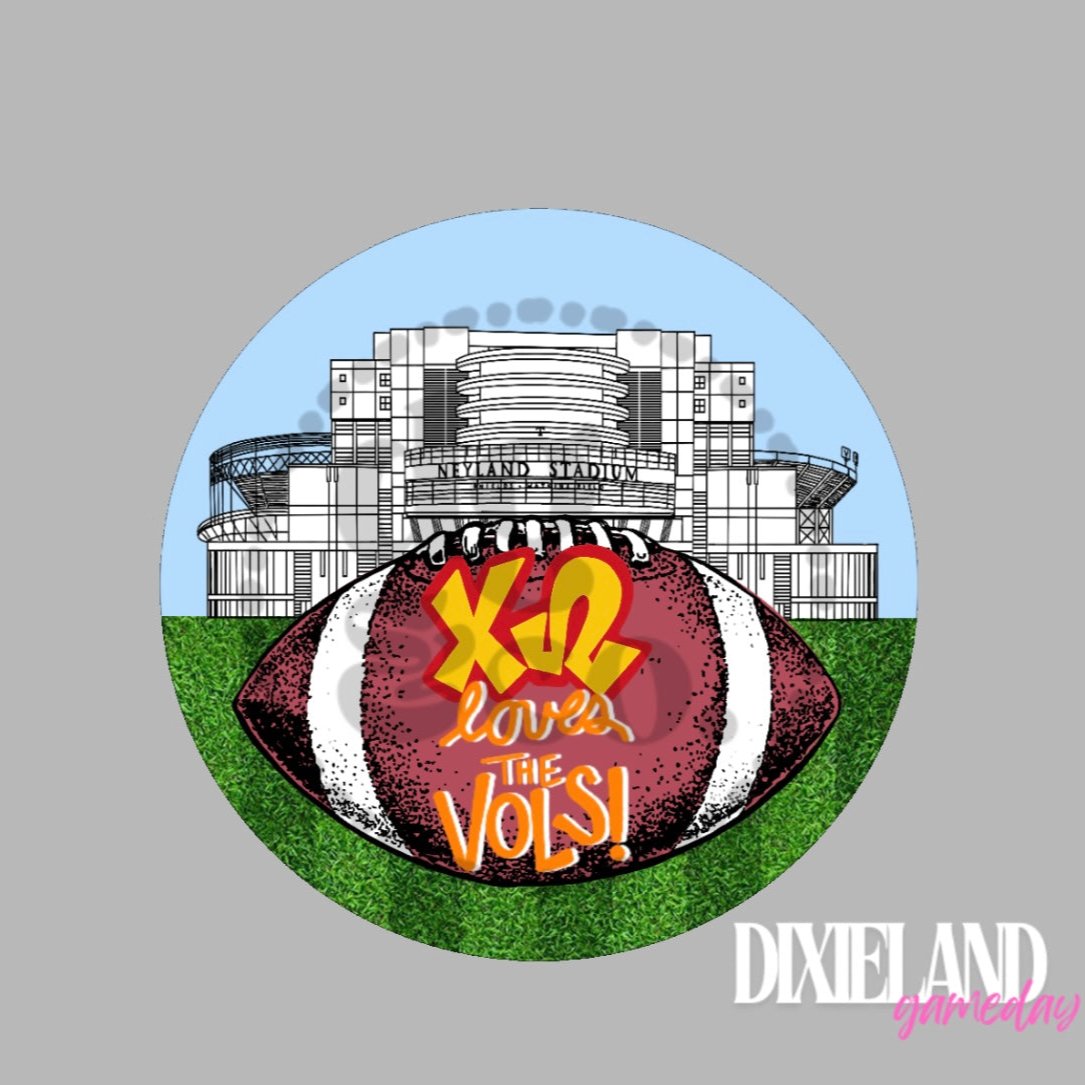 Chi Omega Loves The Vols! Neyland Stadium Football Pin