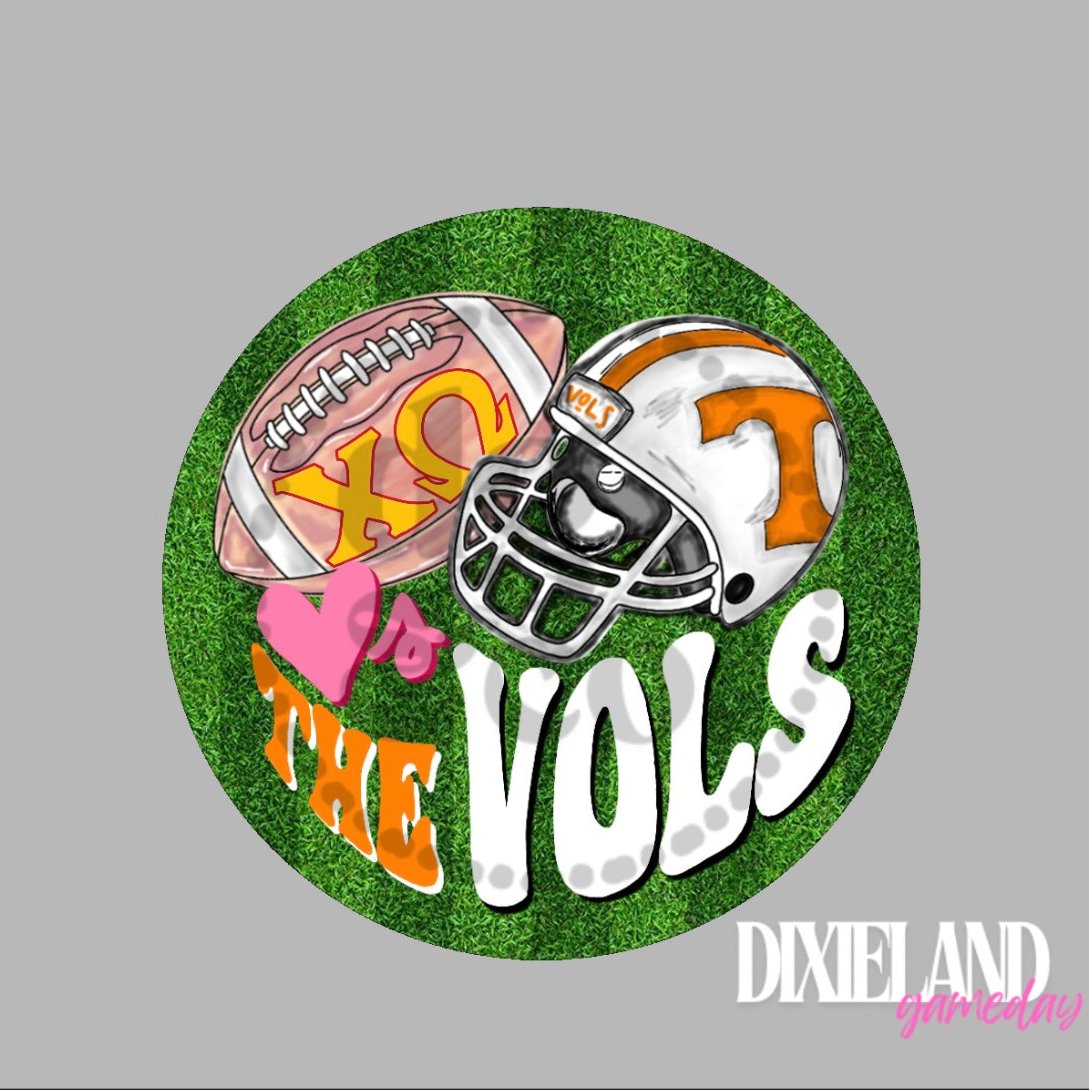 Chi Omega Loves The Vols Helmet & Field Pin