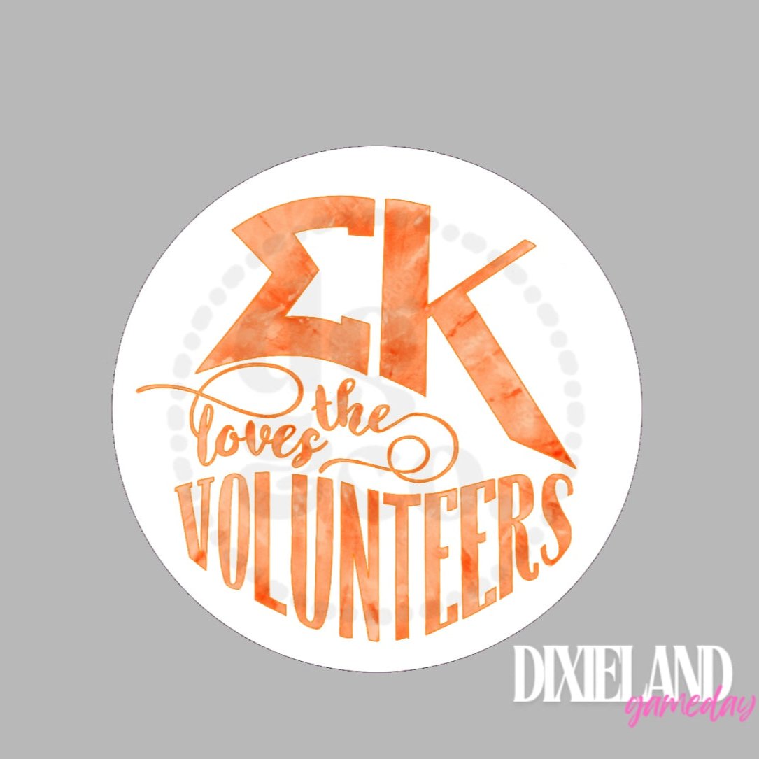 Sigma Kappa Loves The Volunteers Orange Tie-Dye Pin