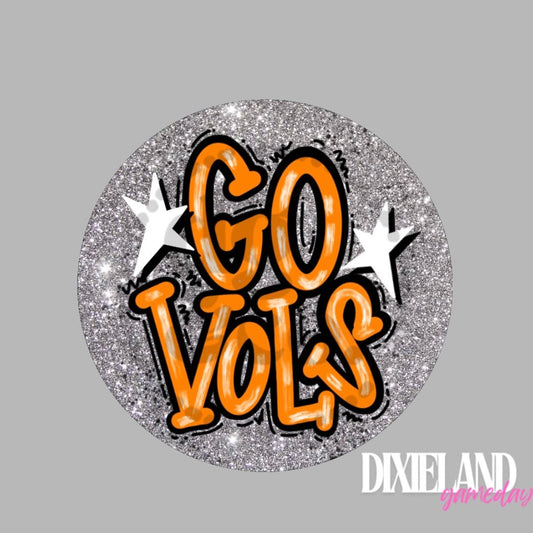 Tennessee Volunteers Gray Glitter Go Vols Pin