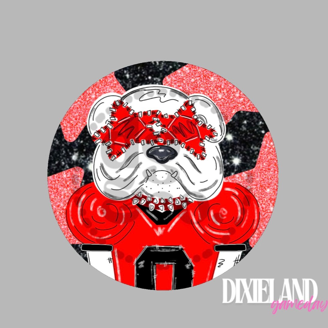 Georgia Bulldogs UGA Mascot With Red Stars Pin