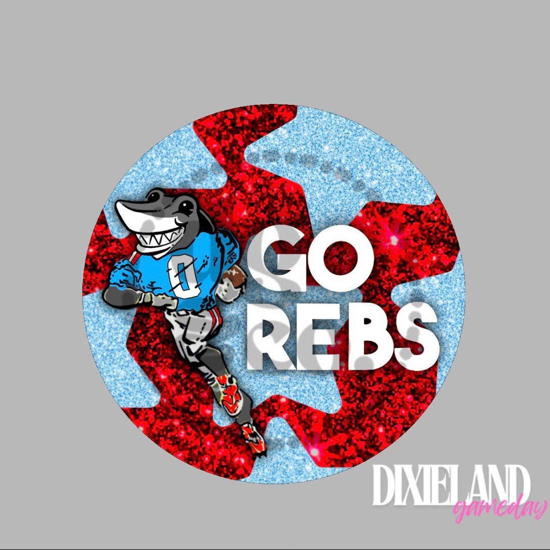 Ole Miss Rebels Go Rebs Mascot With Blue Stars Pin