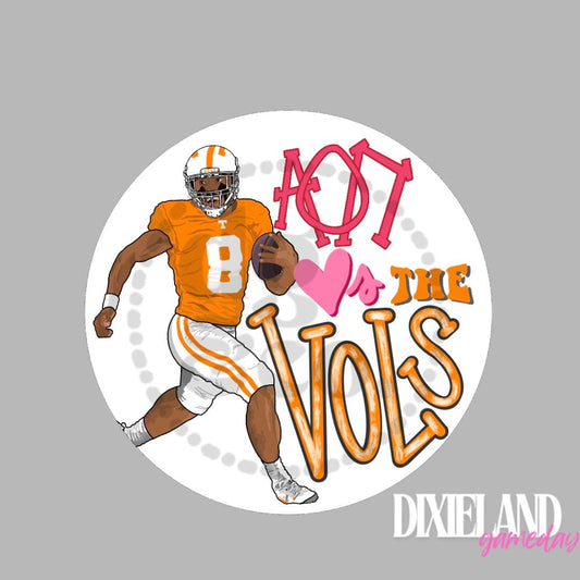 Alpha Omicron Pi Loves The Vols White Football Gameday Pin