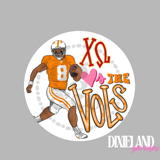 Chi Omega Loves The Vols White Football Gameday Pin