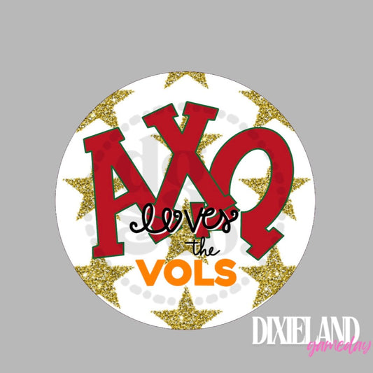 Alpha Chi Omega Loves The Vols Gold Stars Pin