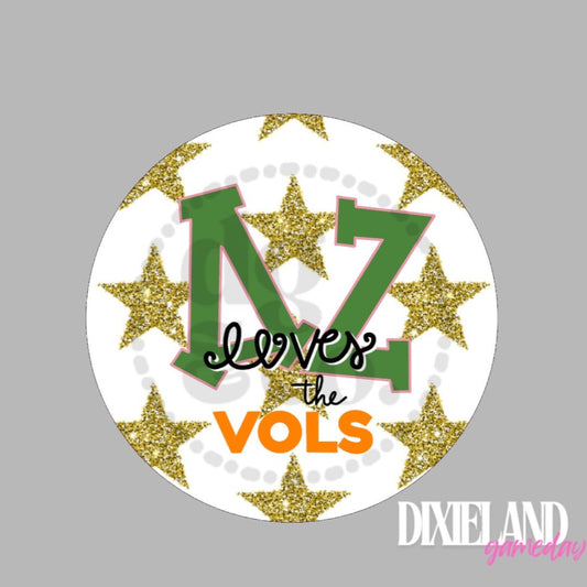 Delta Zeta Loves The Vols Gold Stars Pin