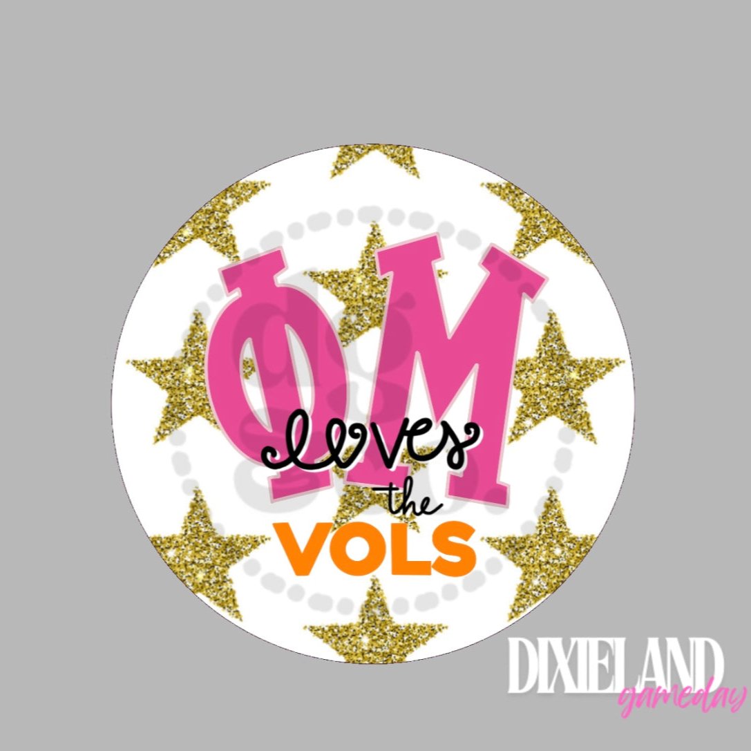 Phi Mu Loves The Vols Gold Stars Pin