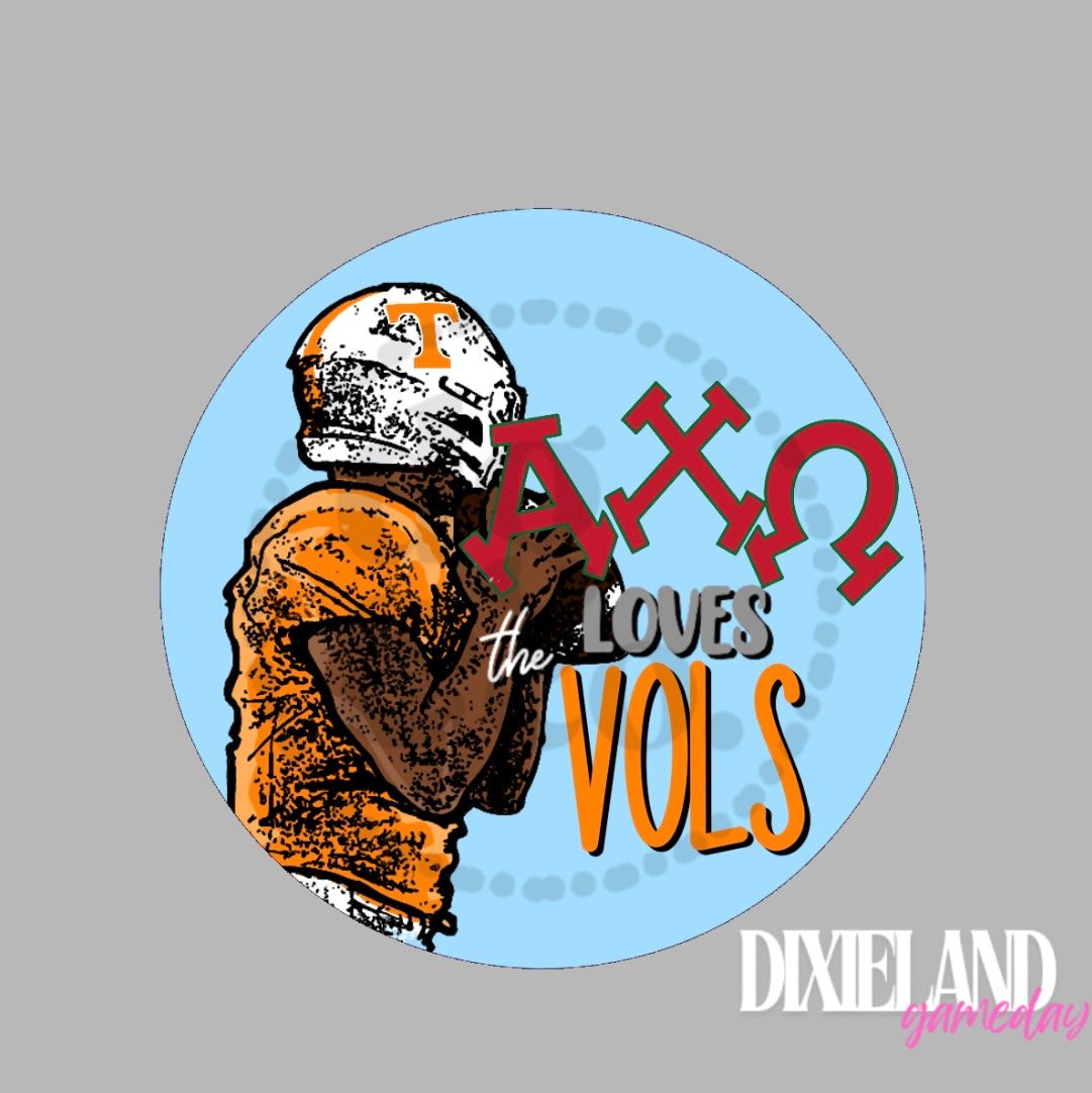 Alpha Chi Omega Loves The Vols Blue Football Player Pin