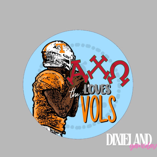 Alpha Chi Omega Loves The Vols Blue Football Player Pin