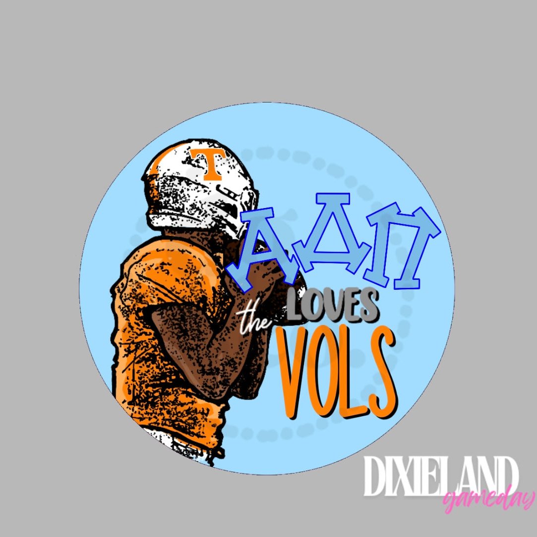 Alpha Delta Pi Loves The Vols Blue Football Player Pin