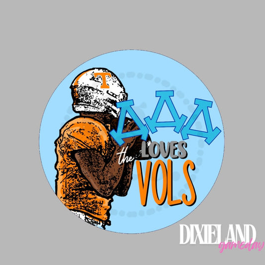 Delta Delta Delta Loves The Vols Blue Football Player Pin