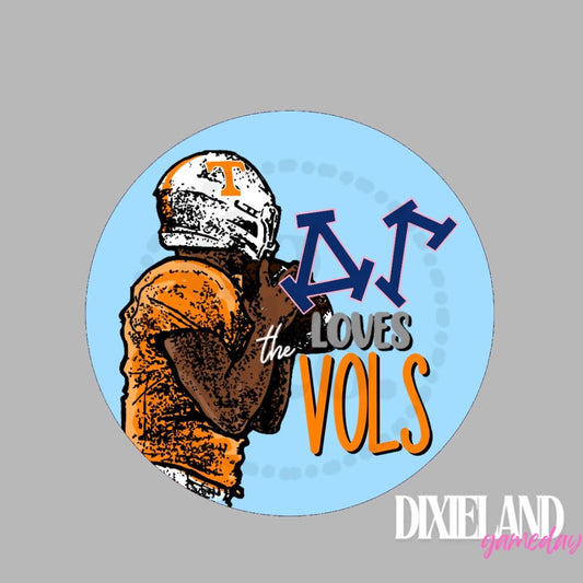 Delta Gamma Loves The Vols Blue Football Player Pin