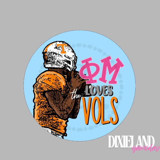 Phi Mu Loves The Vols Blue Football Player Pin