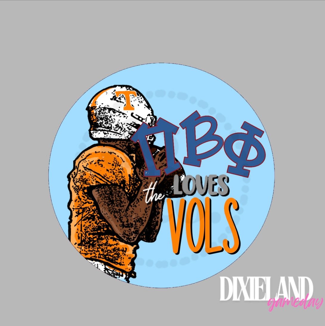 Pi Beta Phi Loves The Vols Blue Football Player Pin