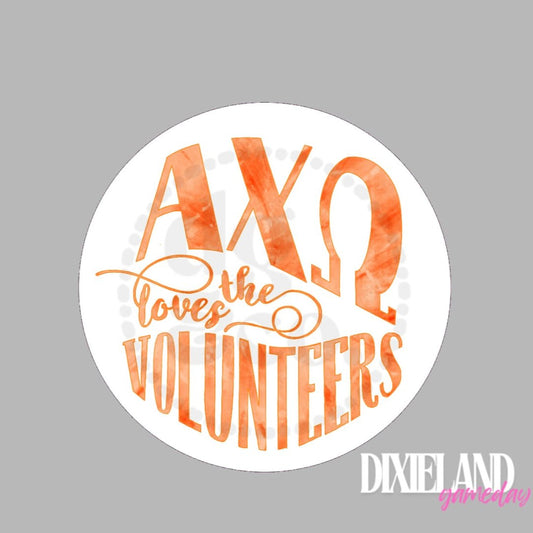 Alpha Chi Omega Loves The Volunteers Orange Tie-Dye Pin