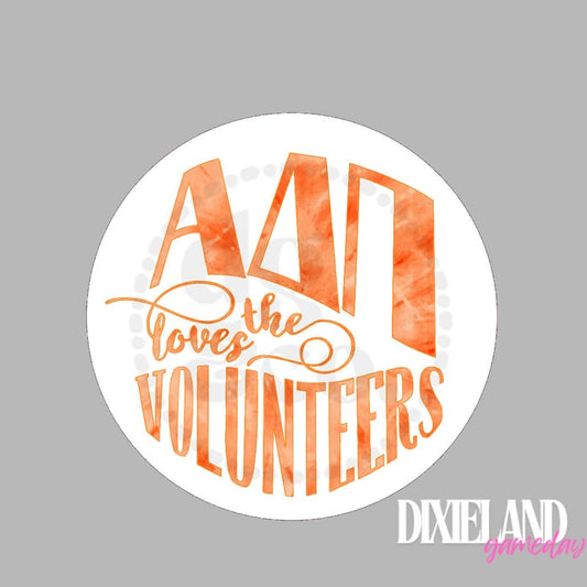 Alpha Delta Pi Loves The Volunteers Orange Tie-Dye Pin