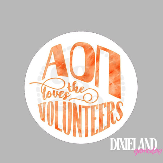 Alpha Omicron Pi Loves The Volunteers Orange Tie-Dye Pin