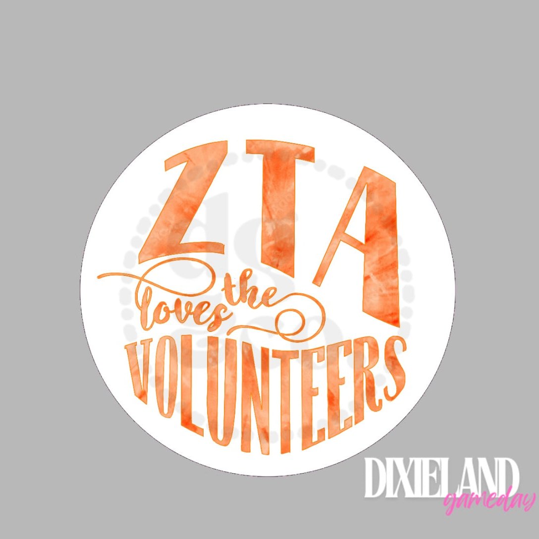 Zeta Tau Alpha Loves The Volunteers Orange Tie-Dye Pin