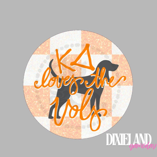 Kappa Delta Loves The Vols Orange & White Checkerboard Smokey Pin