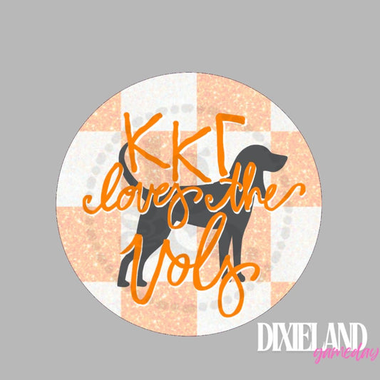 Kappa Kappa Gamma Loves The Vols Orange & White Checkerboard Smokey Pin