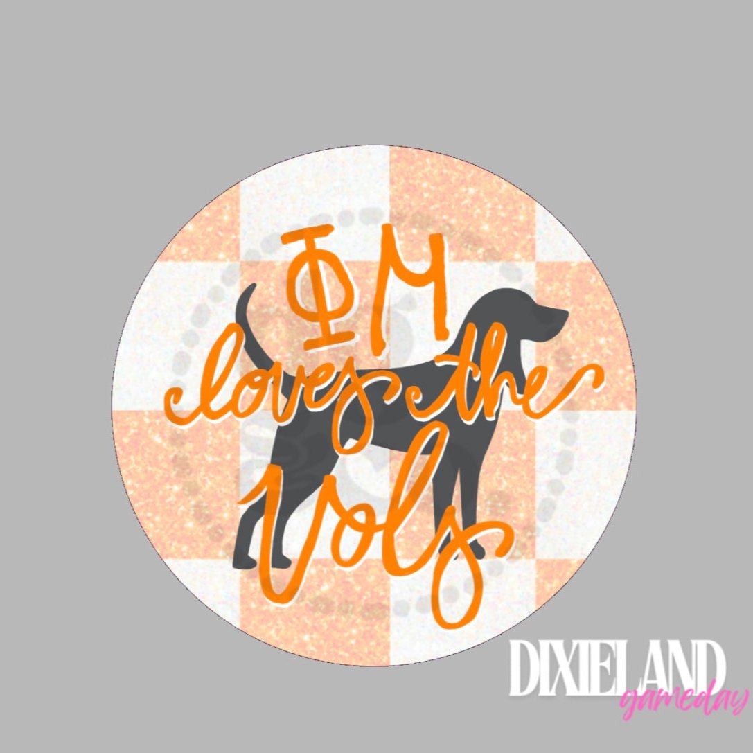 Phi Mu Loves The Vols Orange & White Checkerboard Smokey Pin